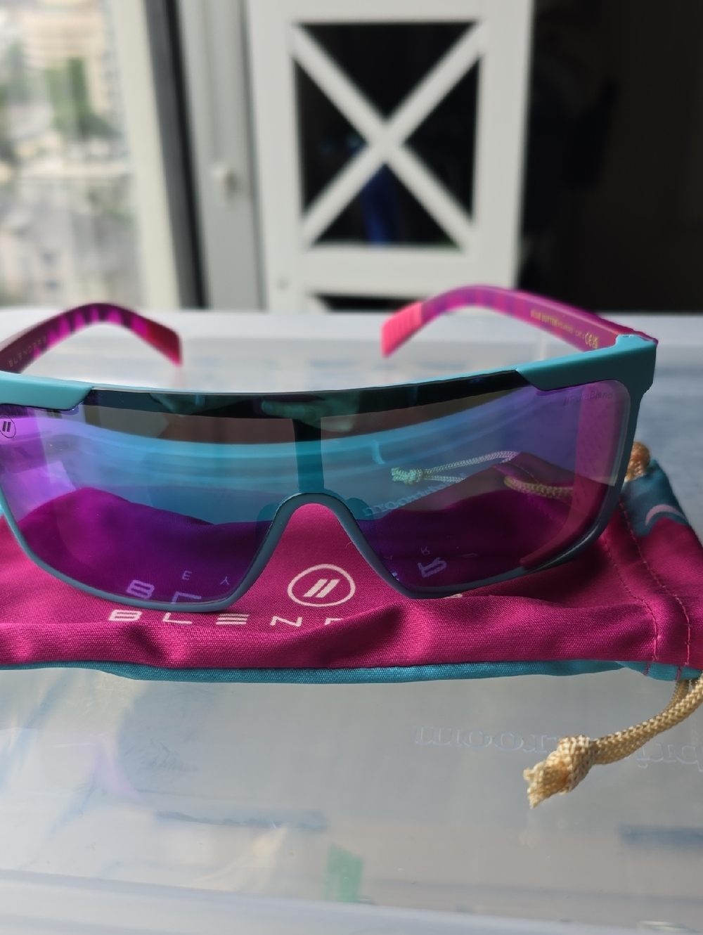 Teal & Pink Performance Shield Sunglasses